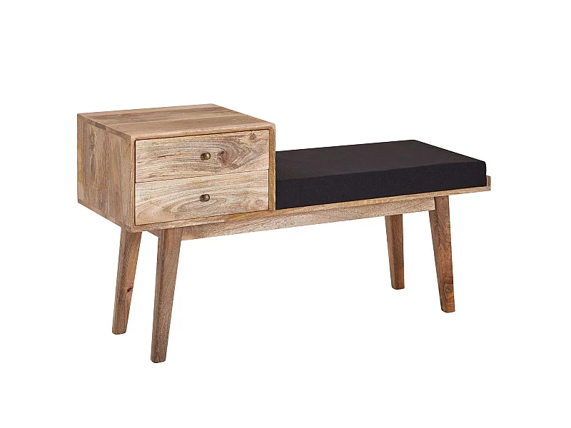 Banc en Tissu 120 cm Bois Massif Rembourré Banc Banquette Couloir Espace