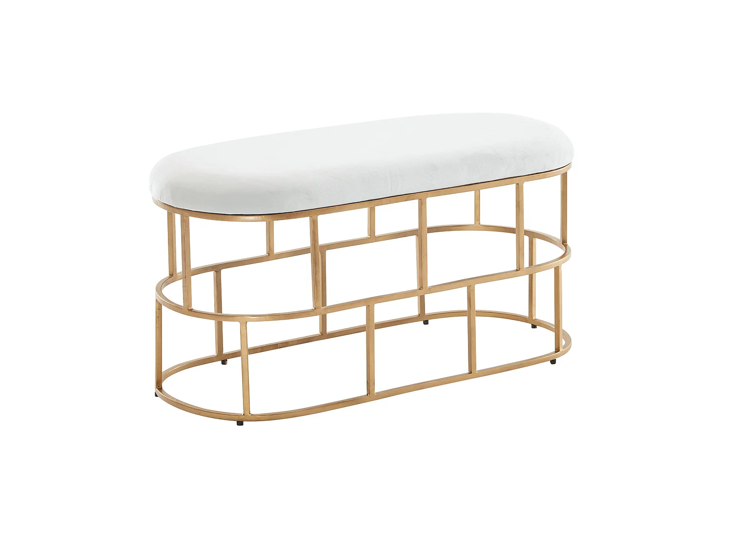 Banc Velours 90 cm Métal Rembourré Banquette Couloir Tissu Blanc Moderne