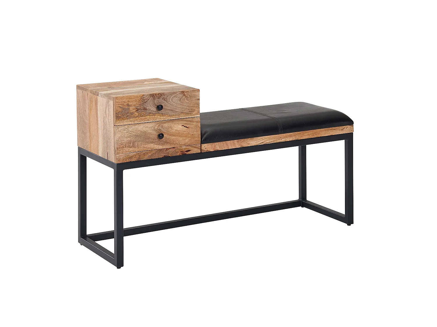 Banc en cuir 100 cm Bois Massif Rembourré Banc Banquette Couloir Espace