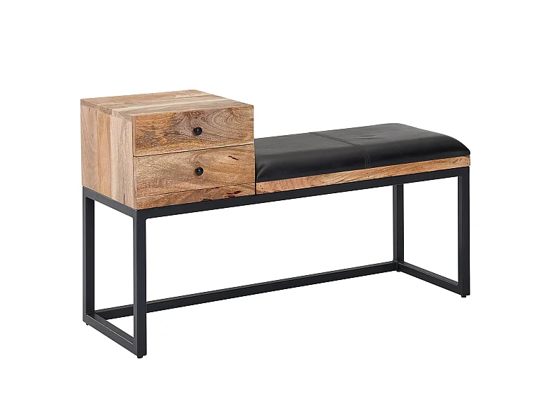 Banc en cuir 100 cm Bois Massif Rembourré Banc Banquette Couloir Espace