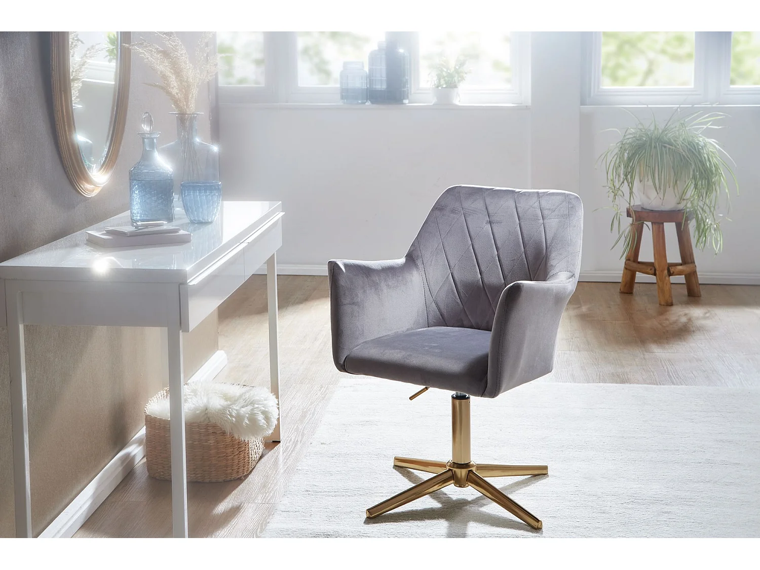 Sedia da Scrivania in Velluto Girevole Moderna Sedia a Conchiglia Home Office