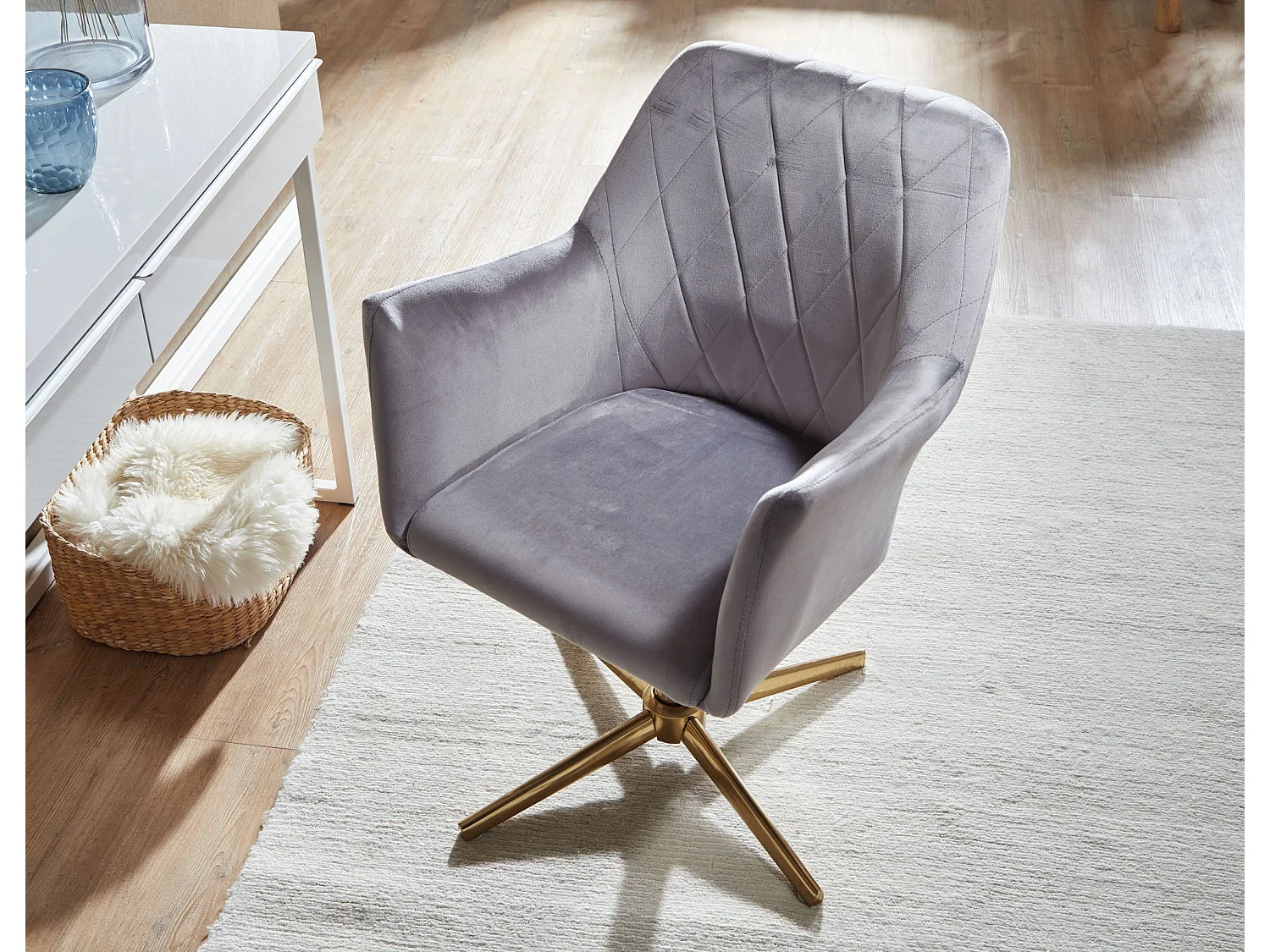 Sedia da Scrivania in Velluto Girevole Moderna Sedia a Conchiglia Home Office