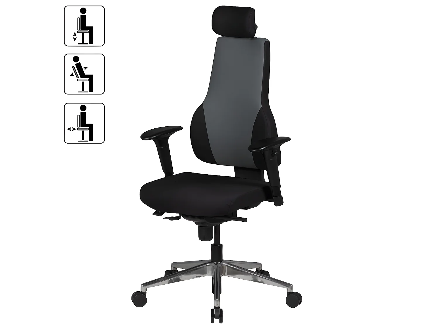 Chaise de Bureau Tissu Fauteuil Ergonomique Siège Pivotante Gris 120 kg