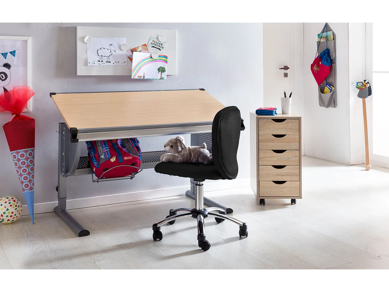 Chaise de bureau enfant Chaise pivotante Tissu Fauteuil Ergonomique