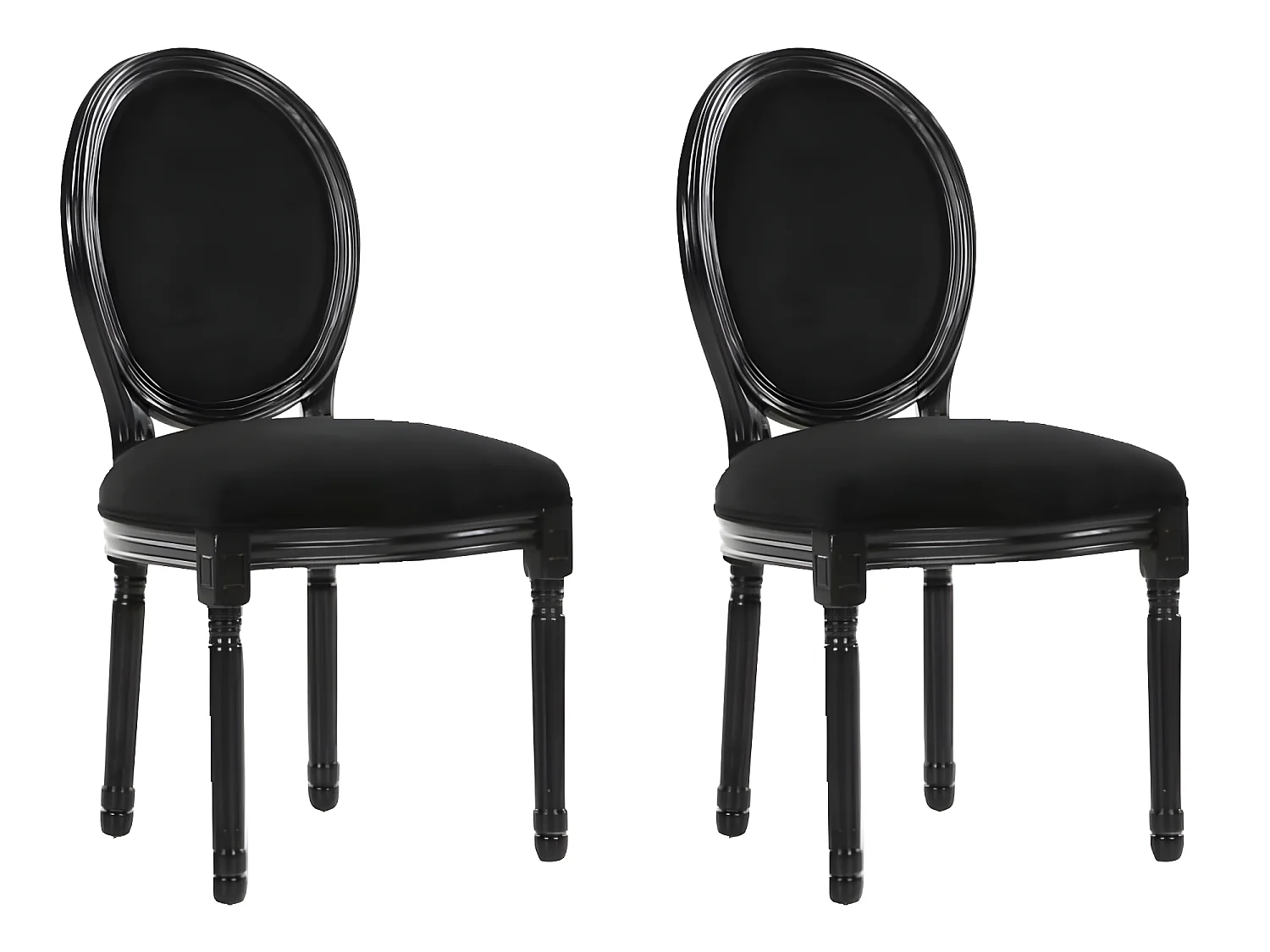Lot de 2 chaises médaillon VERSAILLES style louis XVI velours noir