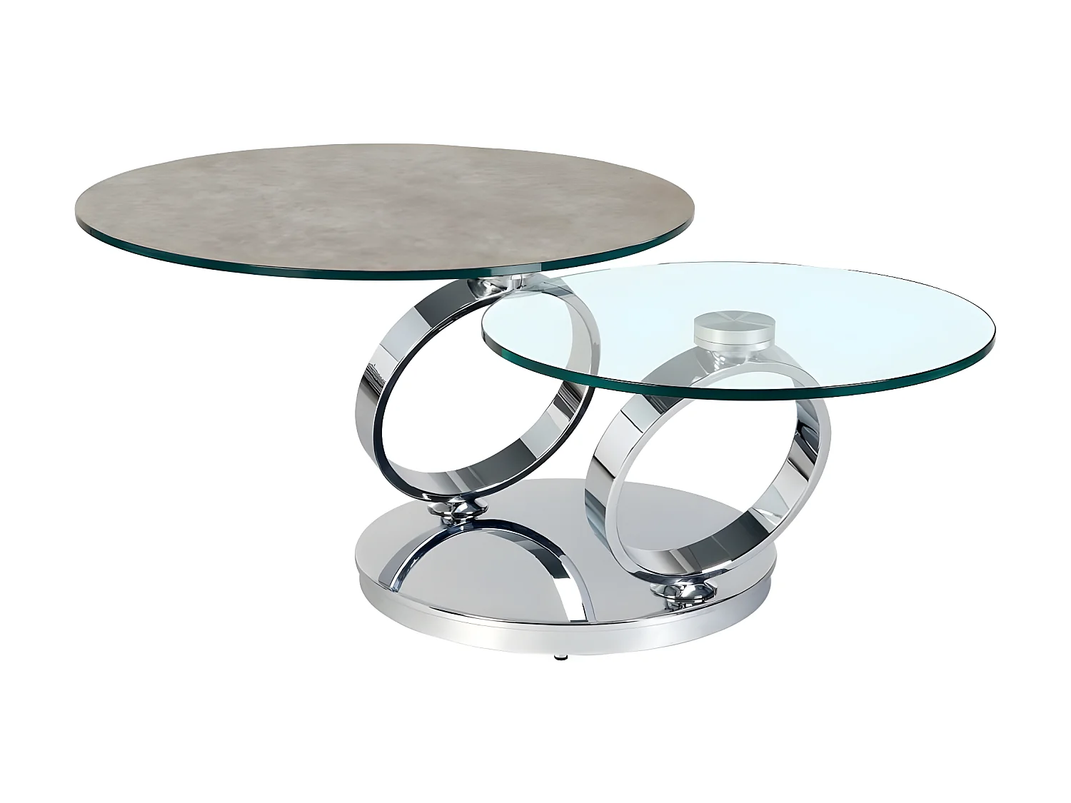 Table OLYMPE  à plateaux pivotants en verre et céramique GRIS