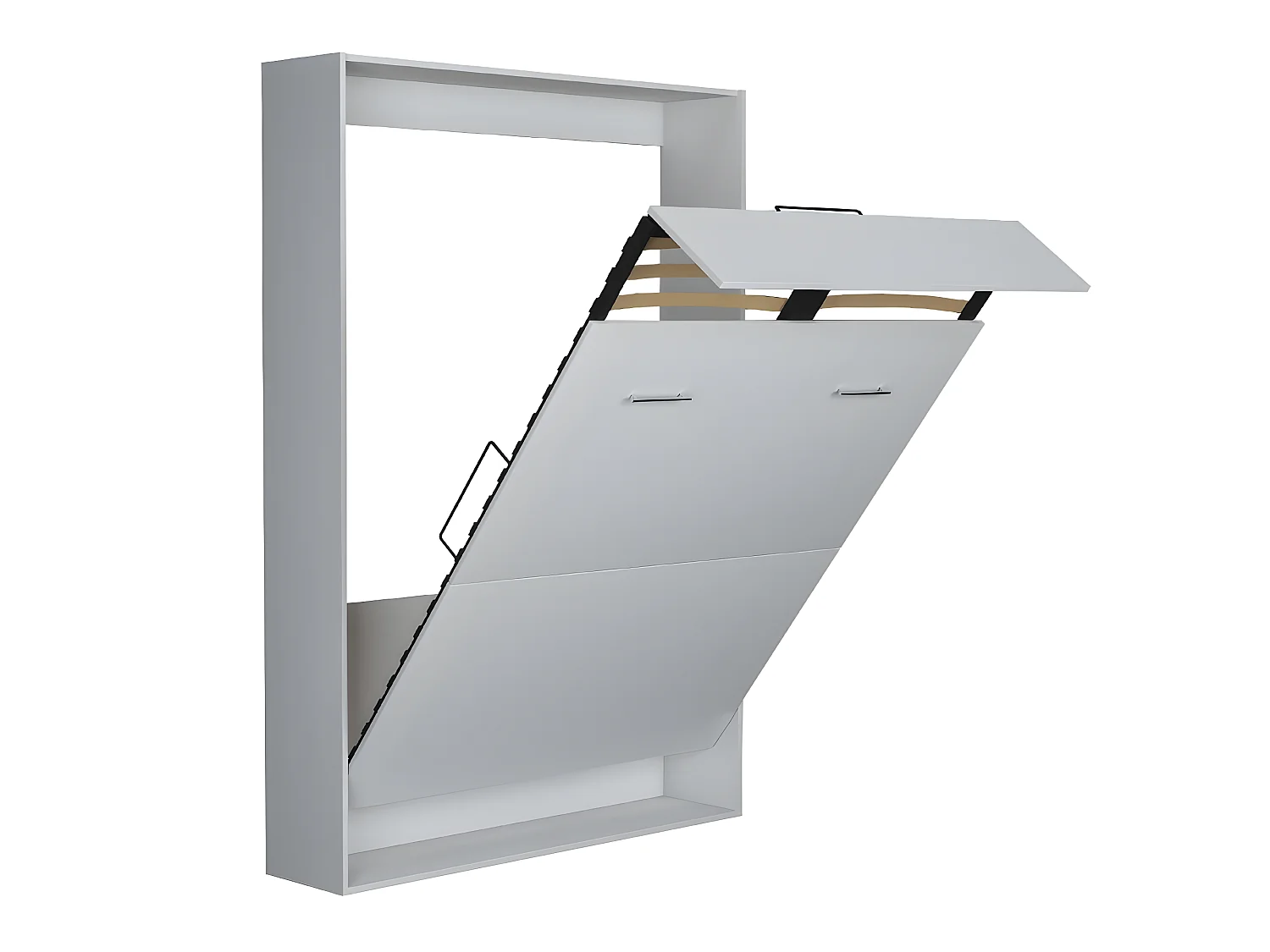 Lit escamotable STUDIO blanc mat couchage 140*200 cm Ouverture assistée et pied automatique