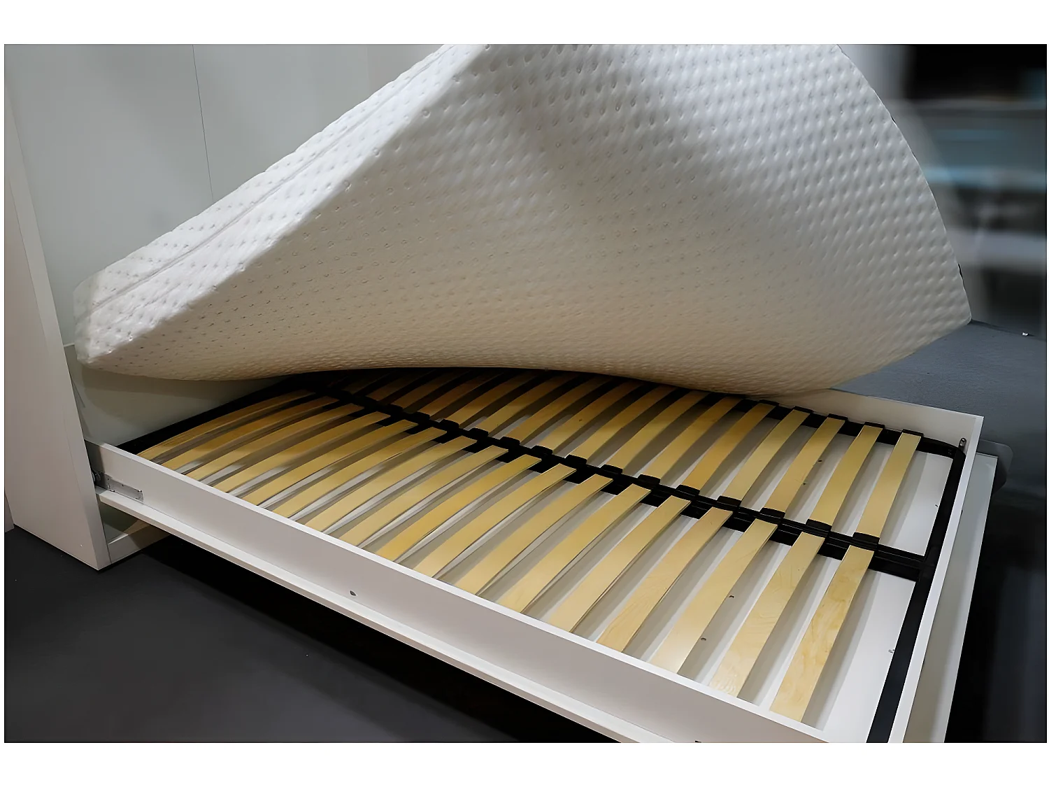 Armoire lit escamotable SMART-V2 blanc mat couchage 160*200 cm.