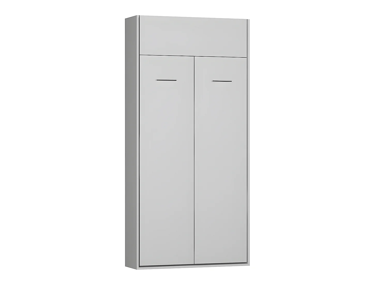 Armoire lit escamotable DYNAMO SOFA blanc canapé + accoudoirs tissu gris 90*200 cm