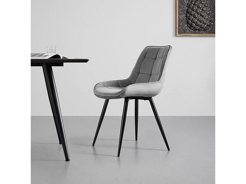 Chaise Triesto/Tissu-Velours/Gris