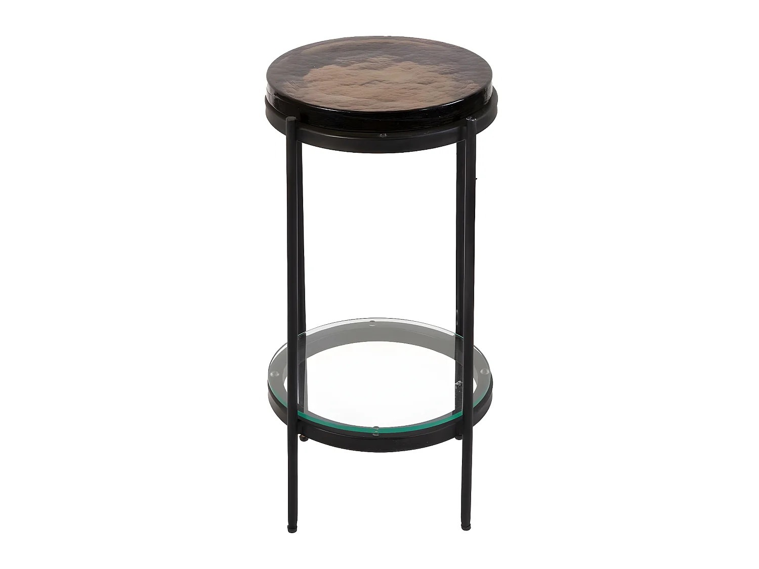 Mesa auxiliar de vidrio ahumado Lise con base de metal negro