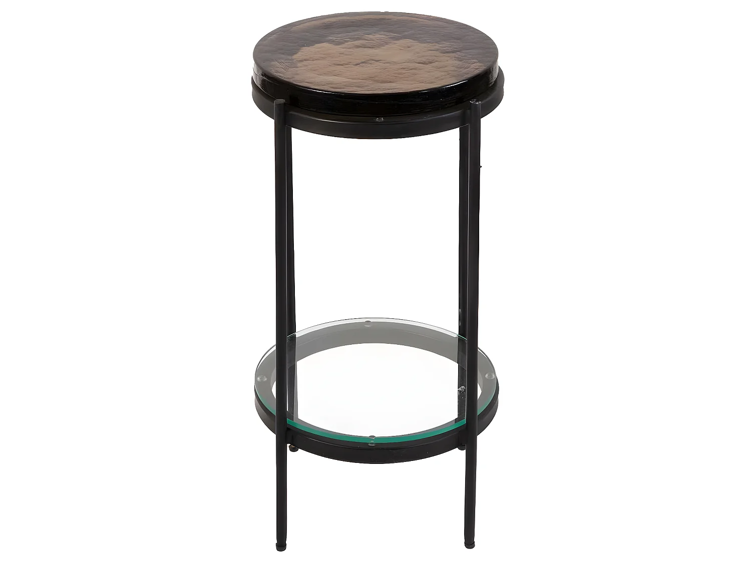 Mesa auxiliar de vidrio ahumado Lise con base de metal negro