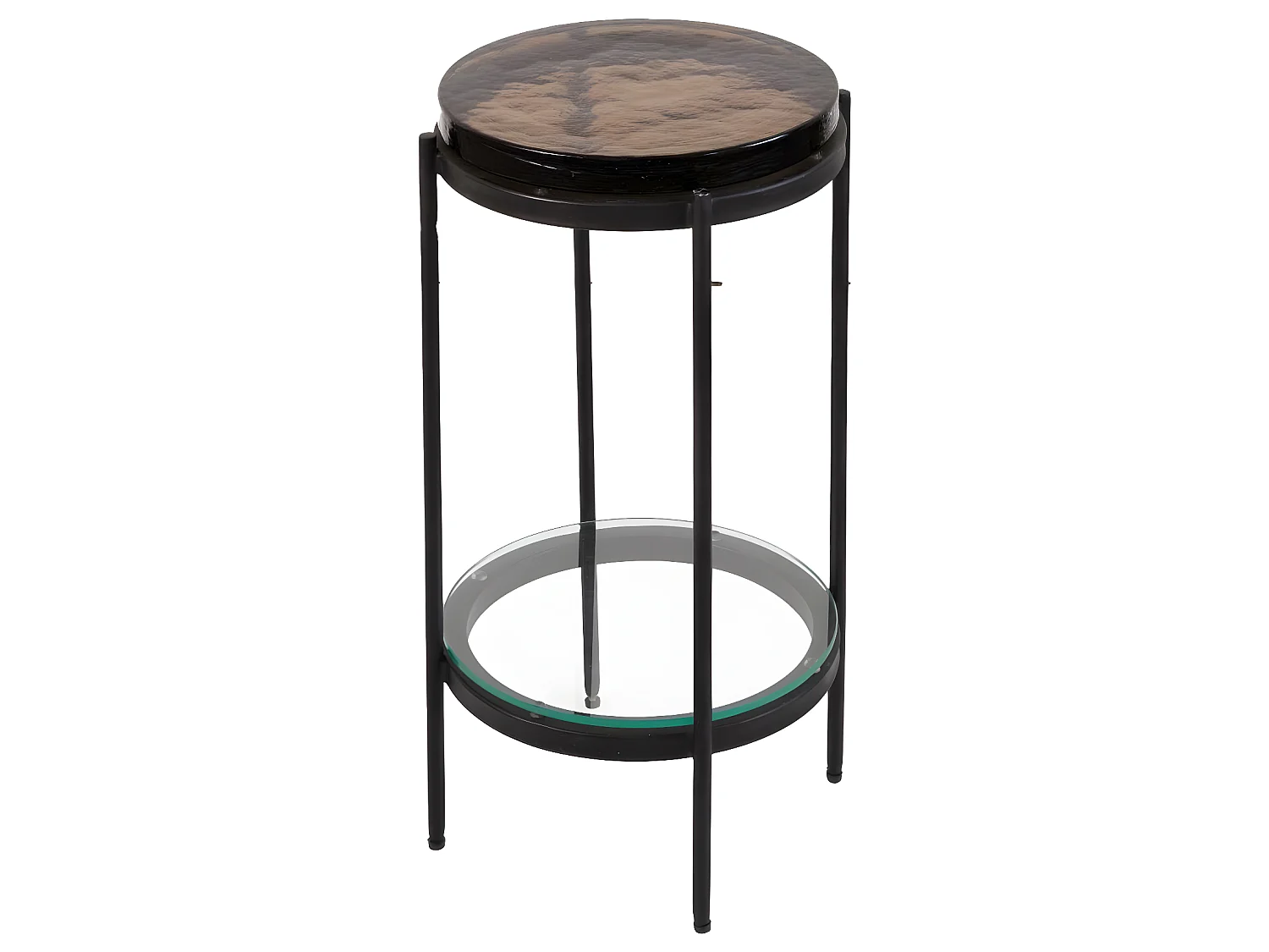 Mesa auxiliar de vidrio ahumado Lise con base de metal negro