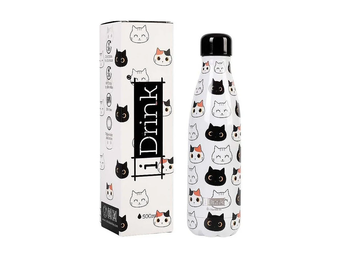 Bouteille isotherme décorée 500 ml Chats