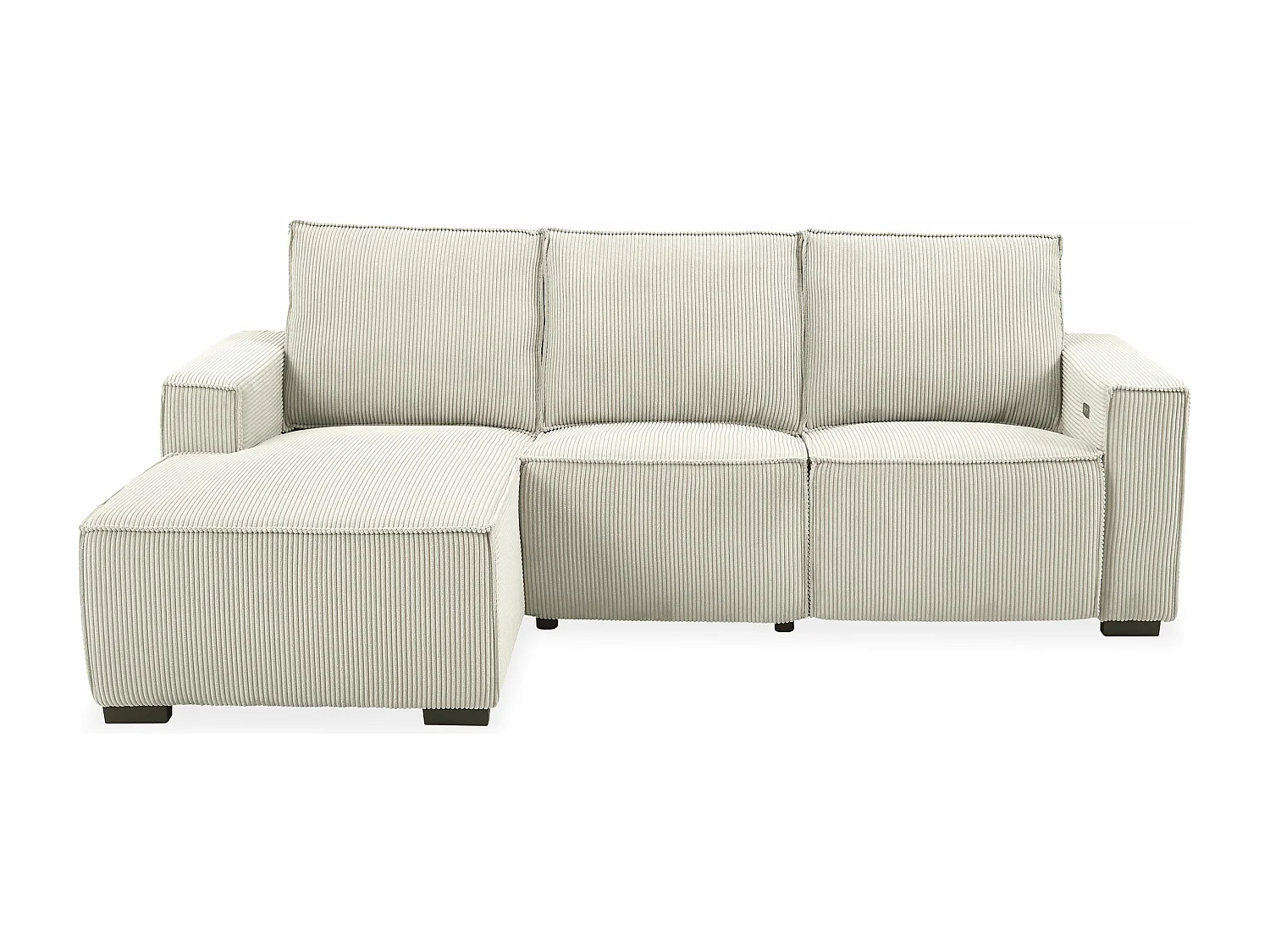 Canapé d'angle à gauche Camelio fonction relax électrique Velours côtelé Beige