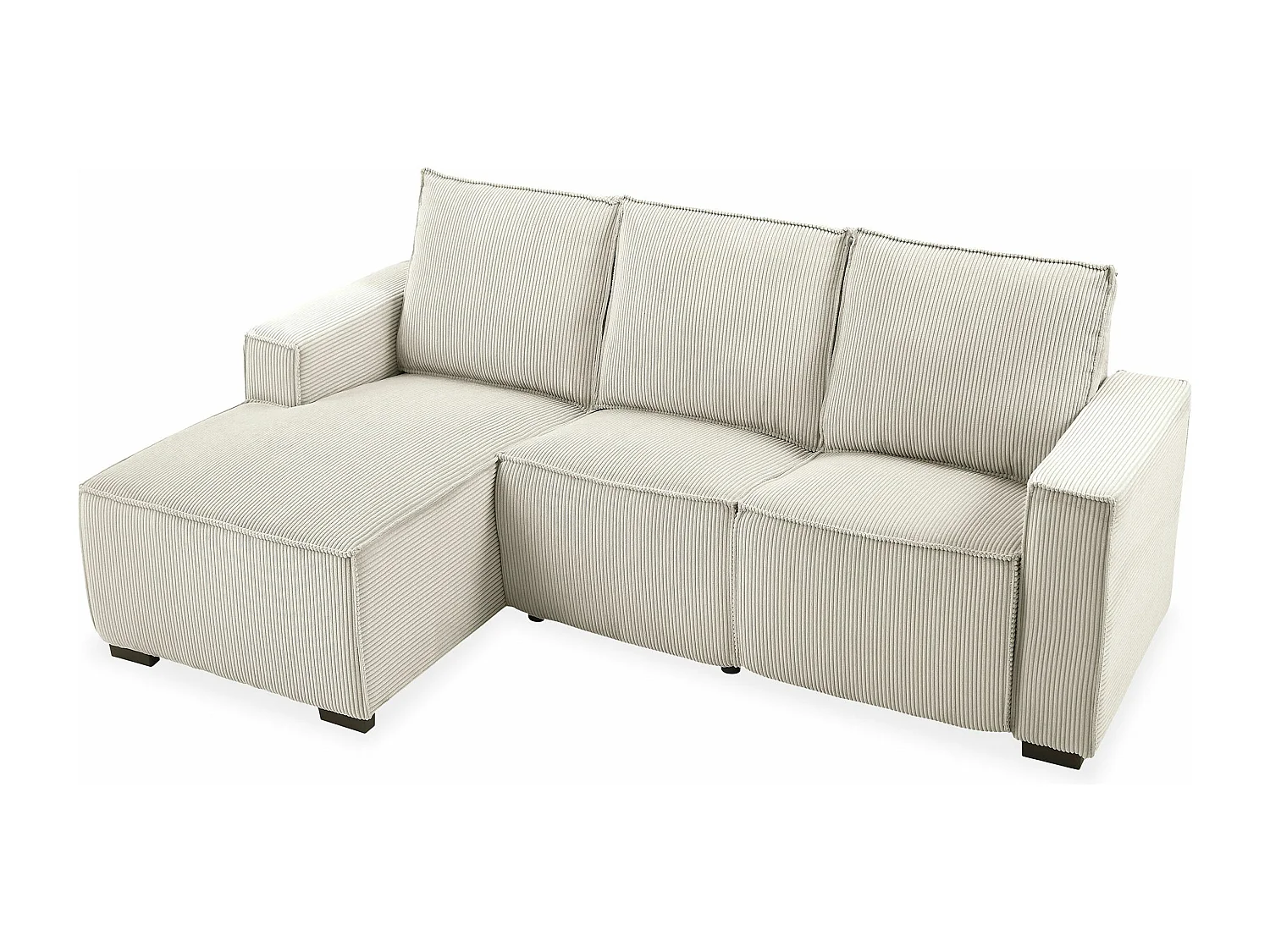 Canapé d'angle à gauche Camelio fonction relax électrique Velours côtelé Beige