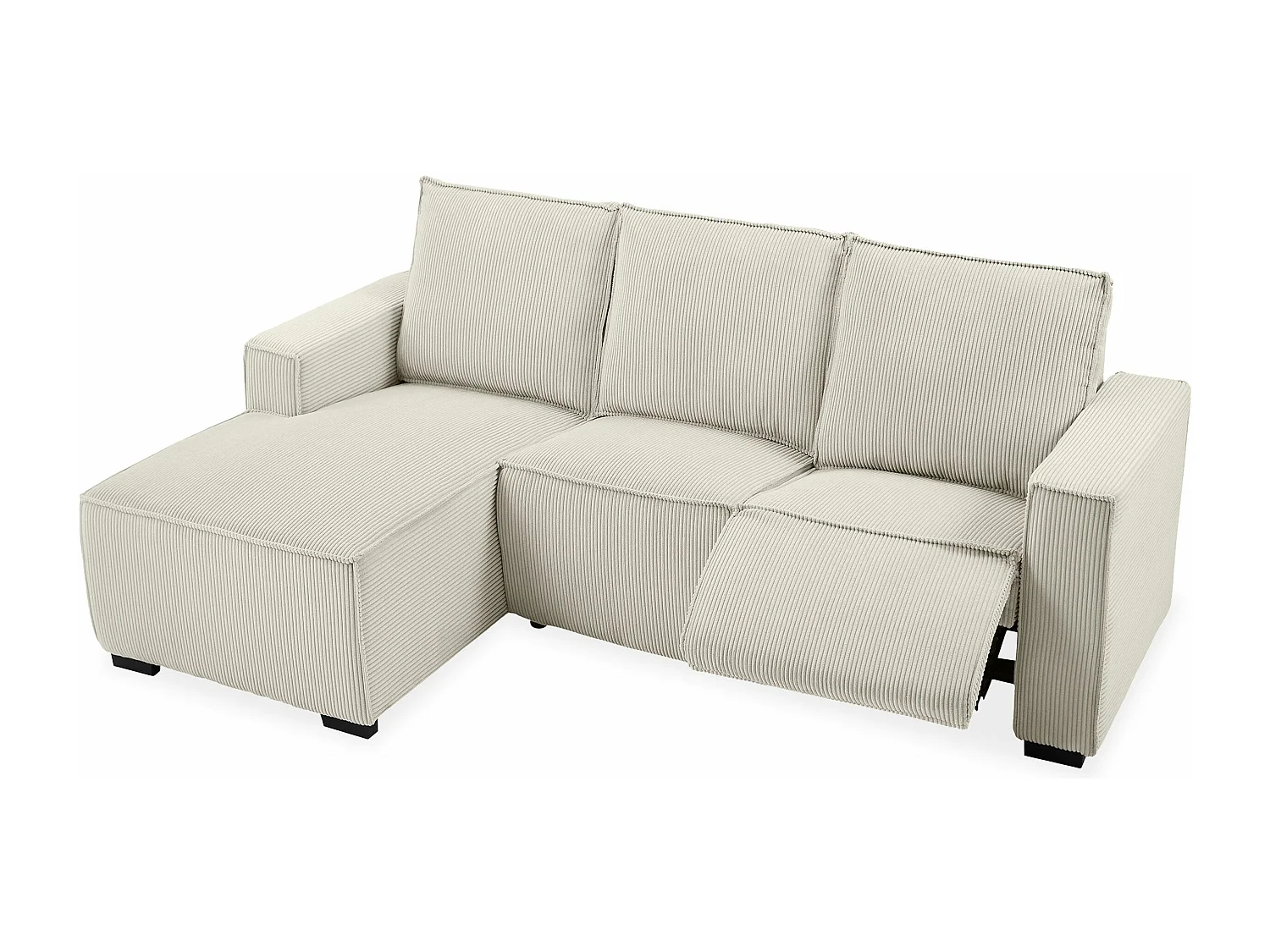 Canapé d'angle à gauche Camelio fonction relax électrique Velours côtelé Beige