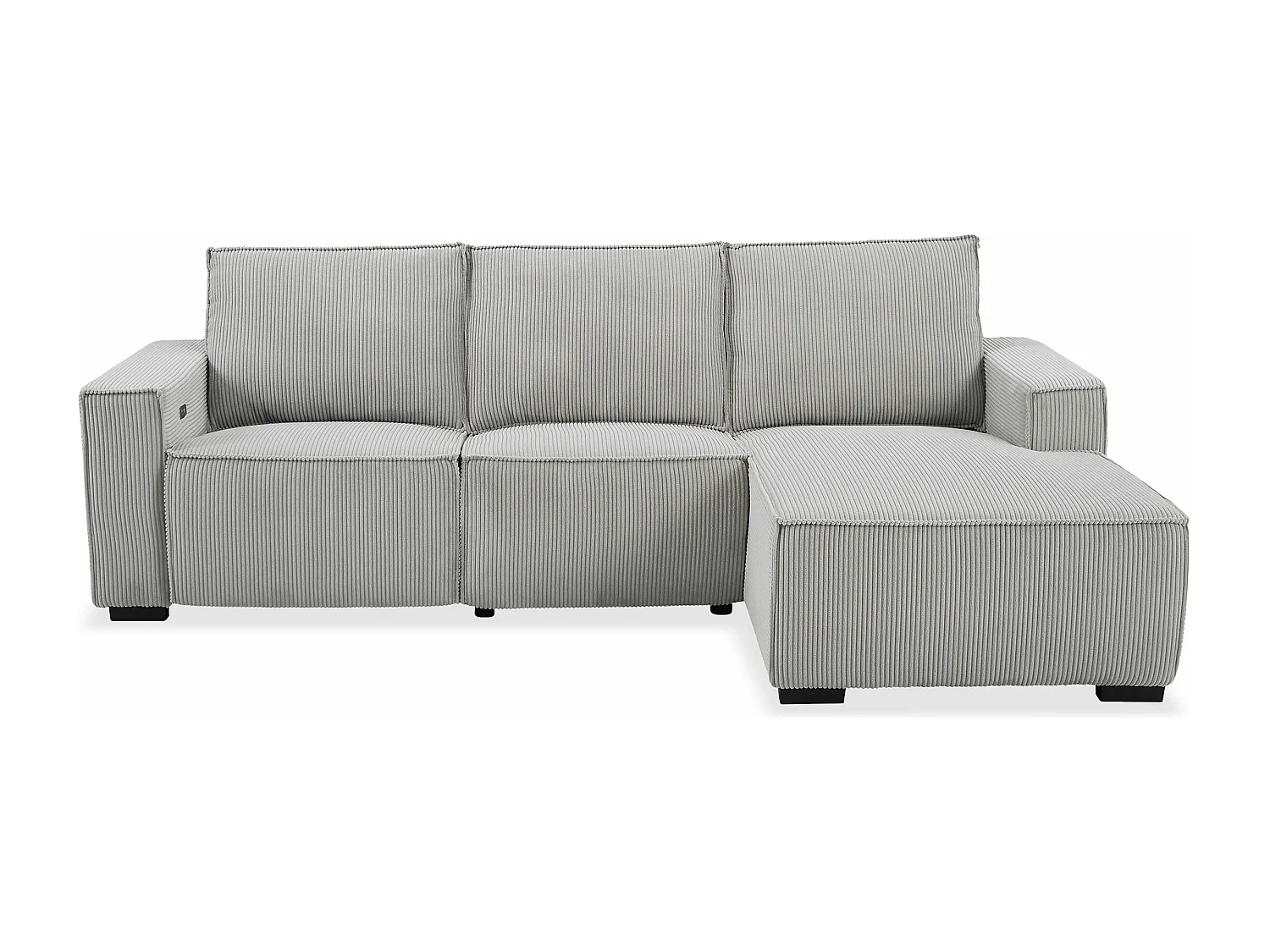 Canapé d'angle à droite Camelio fonction relax électrique Velours côtelé Gris clair