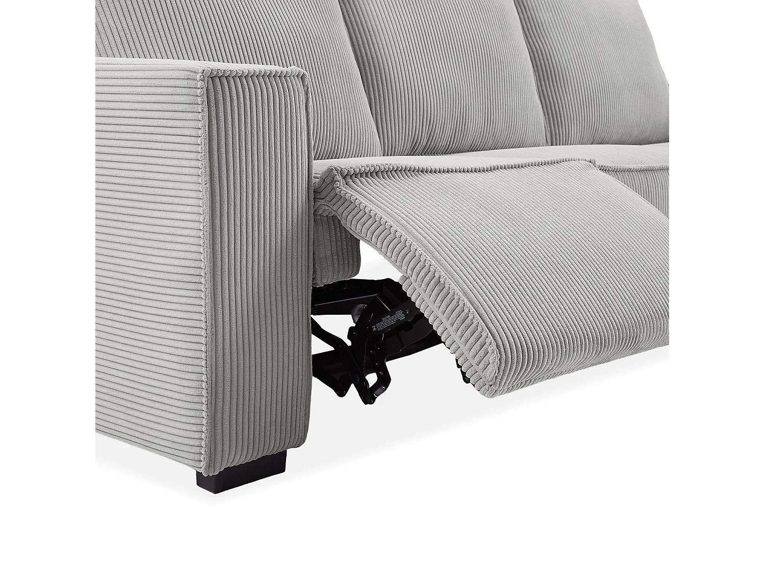 Canapé d'angle à droite Camelio fonction relax électrique Velours côtelé Gris clair