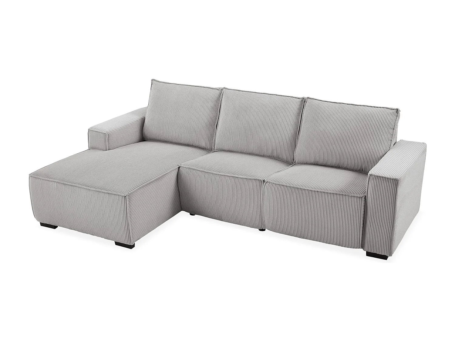 Canapé d'angle à gauche Camelio fonction relax électrique Velours côtelé Gris clair