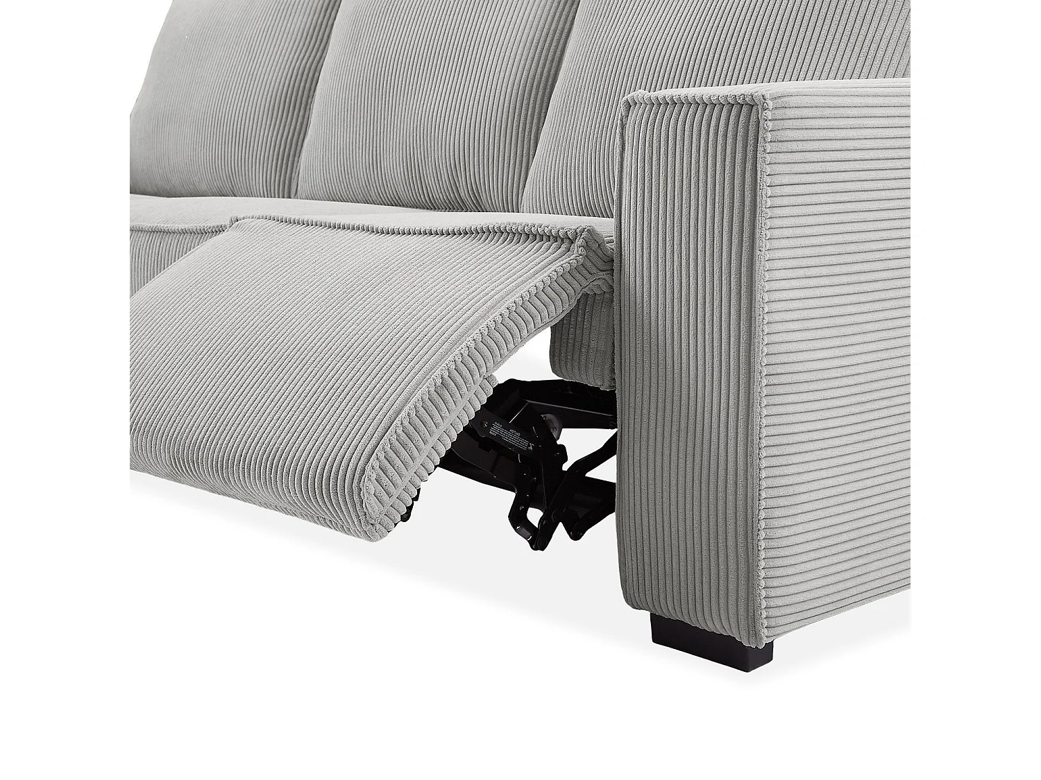 Canapé d'angle à gauche Camelio fonction relax électrique Velours côtelé Gris clair