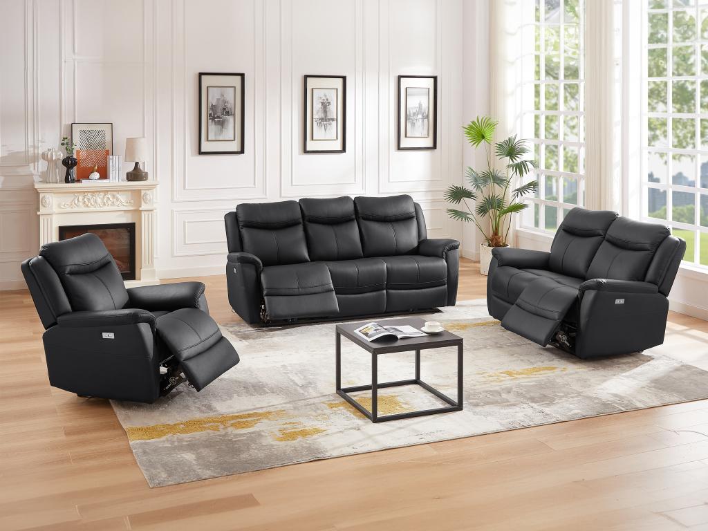 Relaxsofas 3-Sitzer, 2-Sitzer & Relaxsessel elektrisch - Rindsleder - Schwa günstig online kaufen