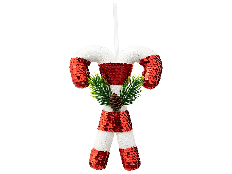 Déco de Sapin Sucre d'orge double rouge et blanc