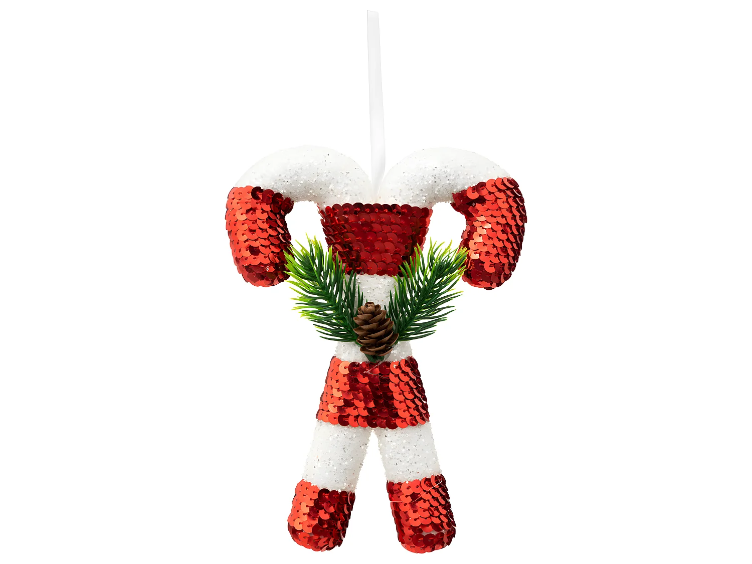 Déco de Sapin Sucre d'orge double rouge et blanc