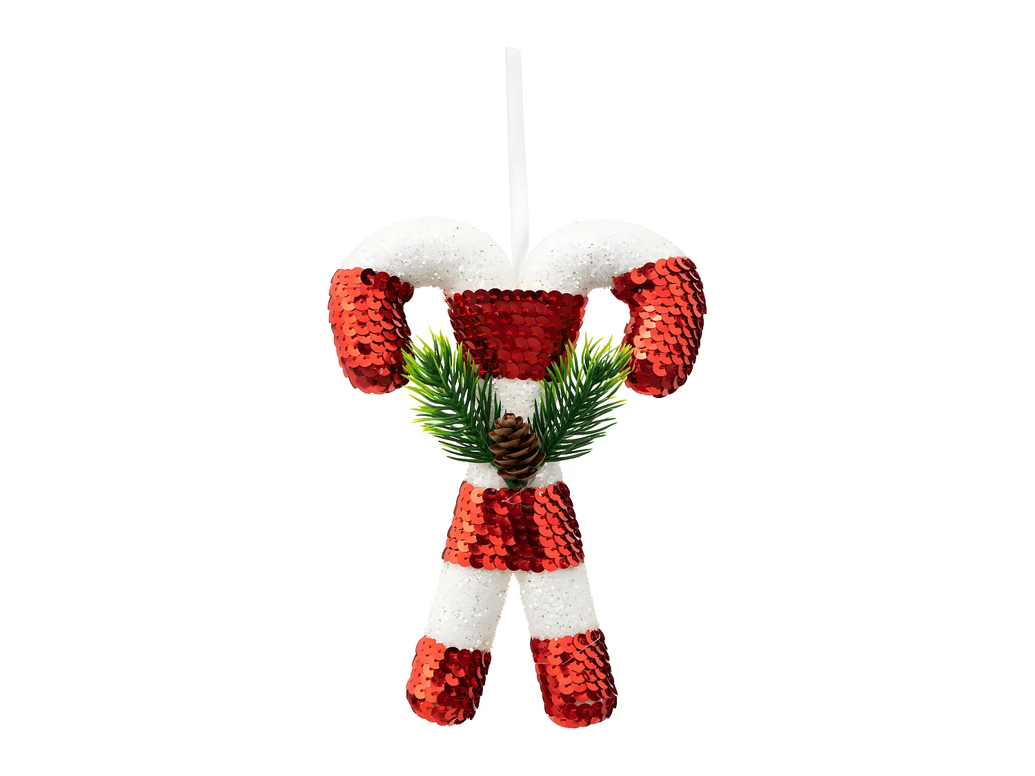 Déco de Sapin Sucre d'orge double rouge et blanc