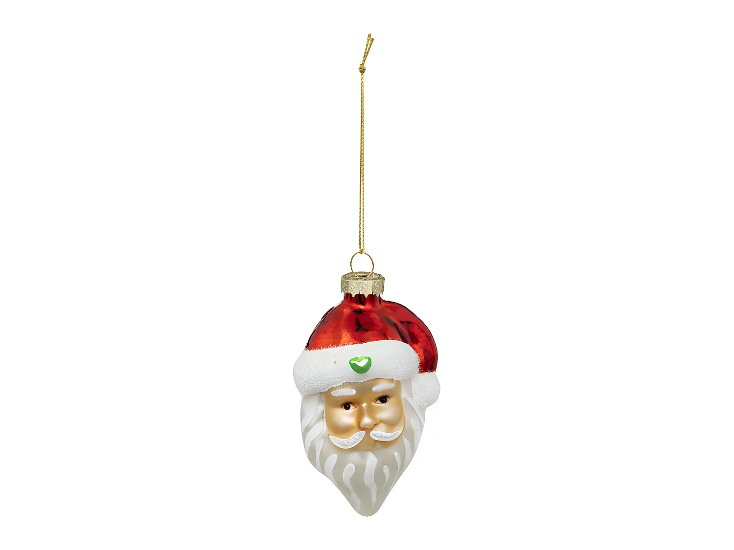 Déco de Sapin Tête de Père Noël en verre