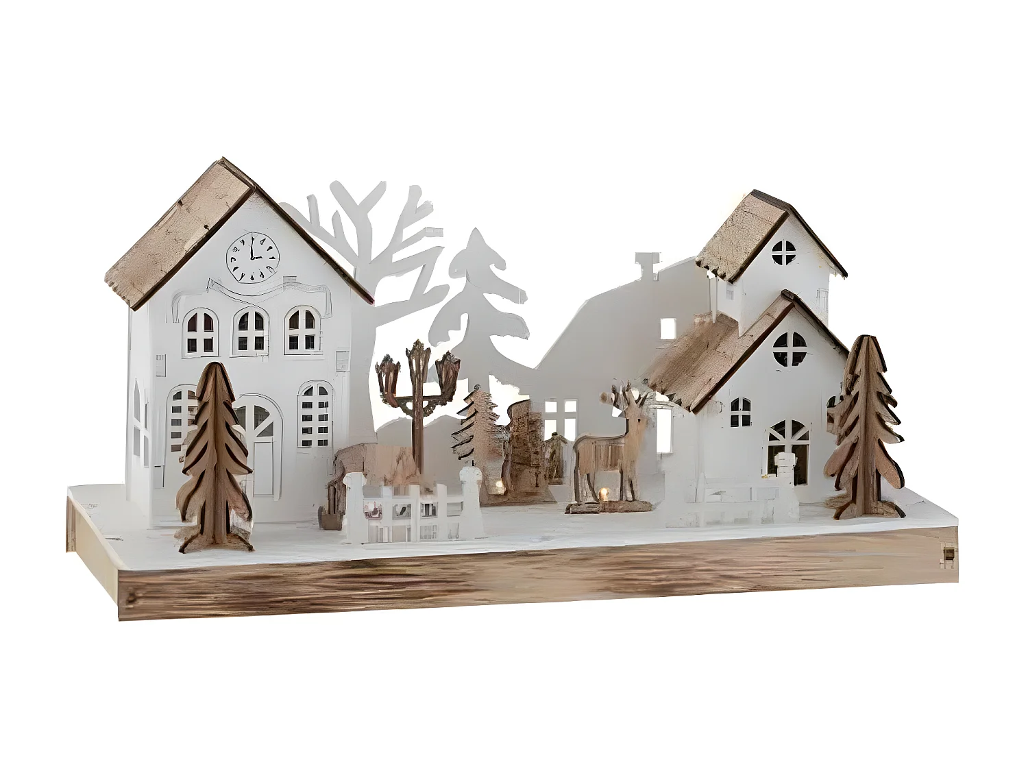 Décoration Lumineuse "Maison Led" 28cm Naturel