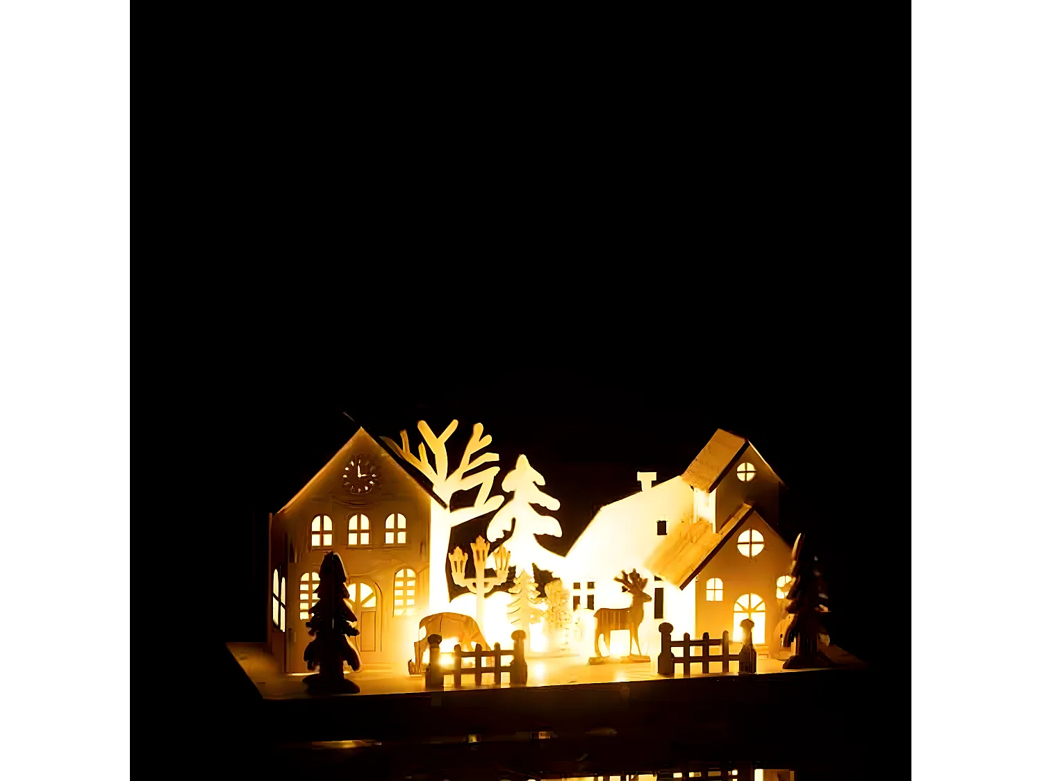 Décoration Lumineuse "Maison Led" 28cm Naturel