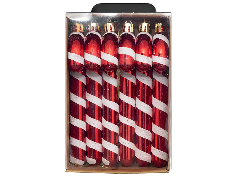 Sujet de Noël Lot de 6 Sucre d'orge Rouge et Blanc