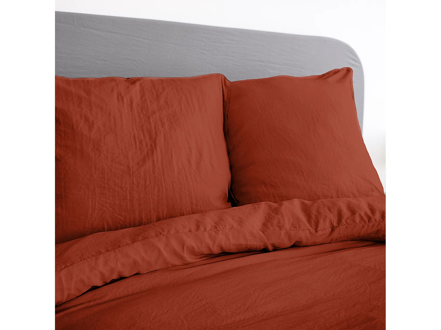 Parure 260x240 cm MILA polyester micro lavée rouge terracotta 3 pièces