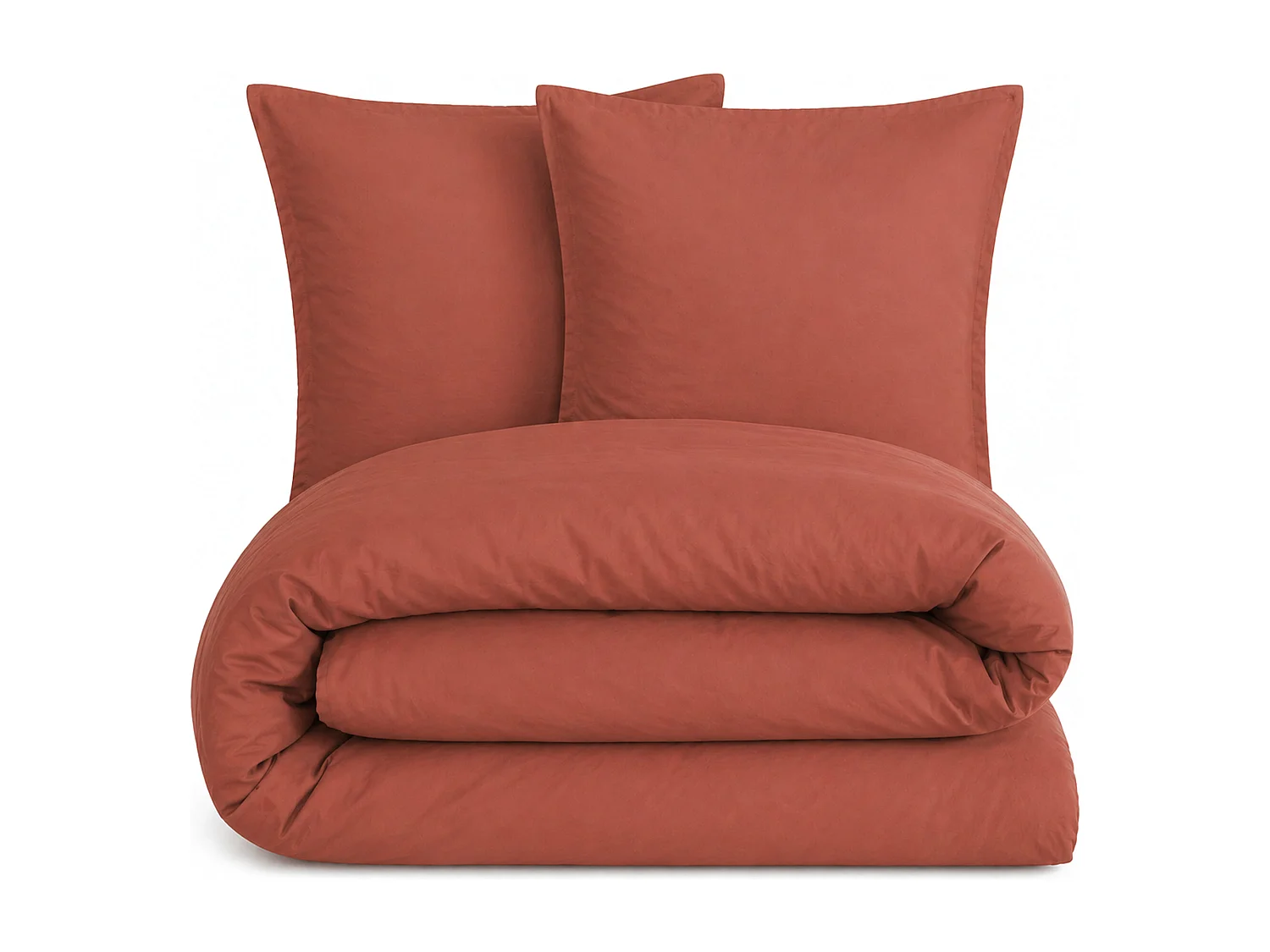 Parure 260x240 cm MILA polyester micro lavée rouge terracotta 3 pièces
