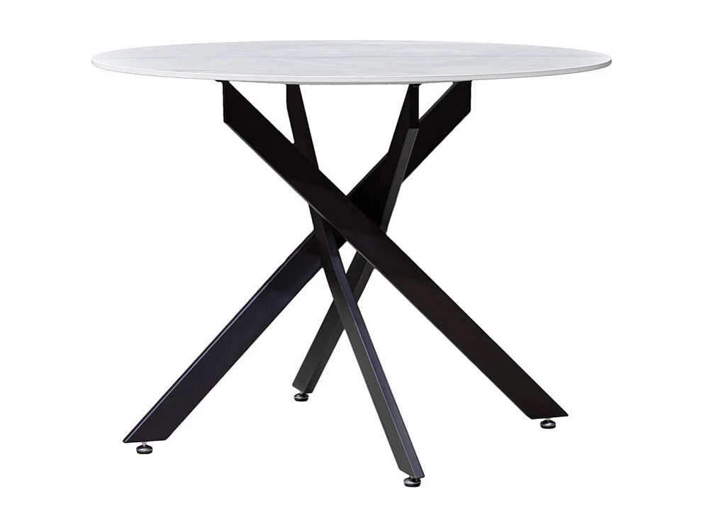 Table D.100 cm céramique blanc marbré laqué et pieds en métal - RODER