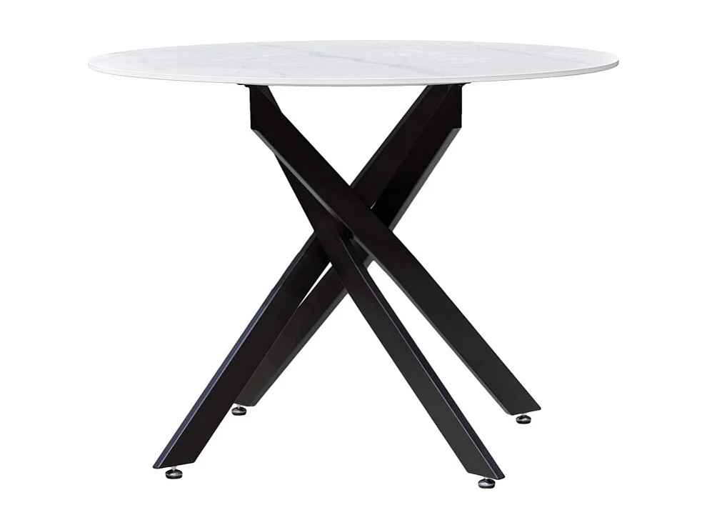 Table D.100 cm céramique blanc marbré laqué et pieds en métal - RODER