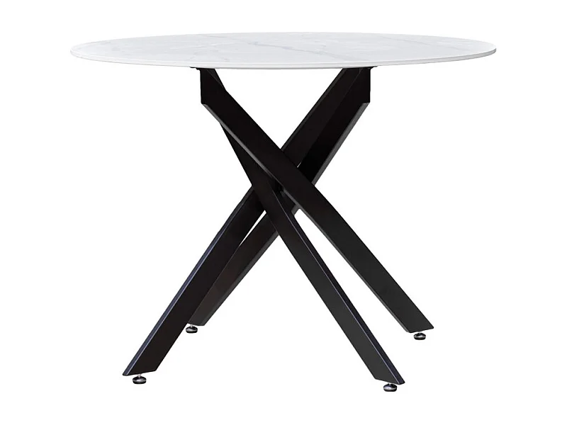 Table D.100 cm céramique blanc marbré laqué et pieds en métal - RODER