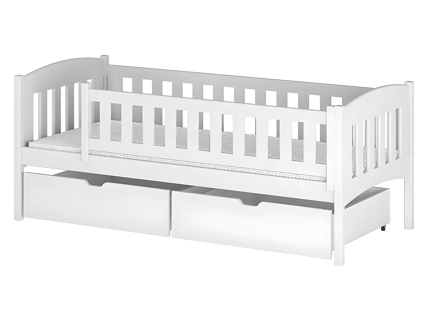 Lit 90x200 sommier et tiroirs inclus Samuel Blanc