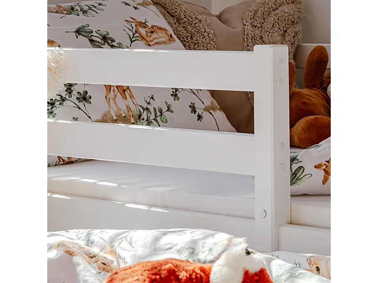 Lit 90x200 sommier lit gigogne et tiroirs inclus Jordan Blanc