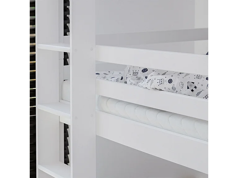 Lit enfant triple superposé bois blanc 90x200cm