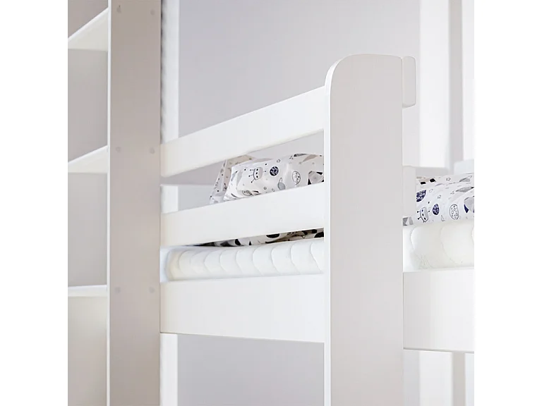 Lit enfant triple superposé bois blanc 90x200cm