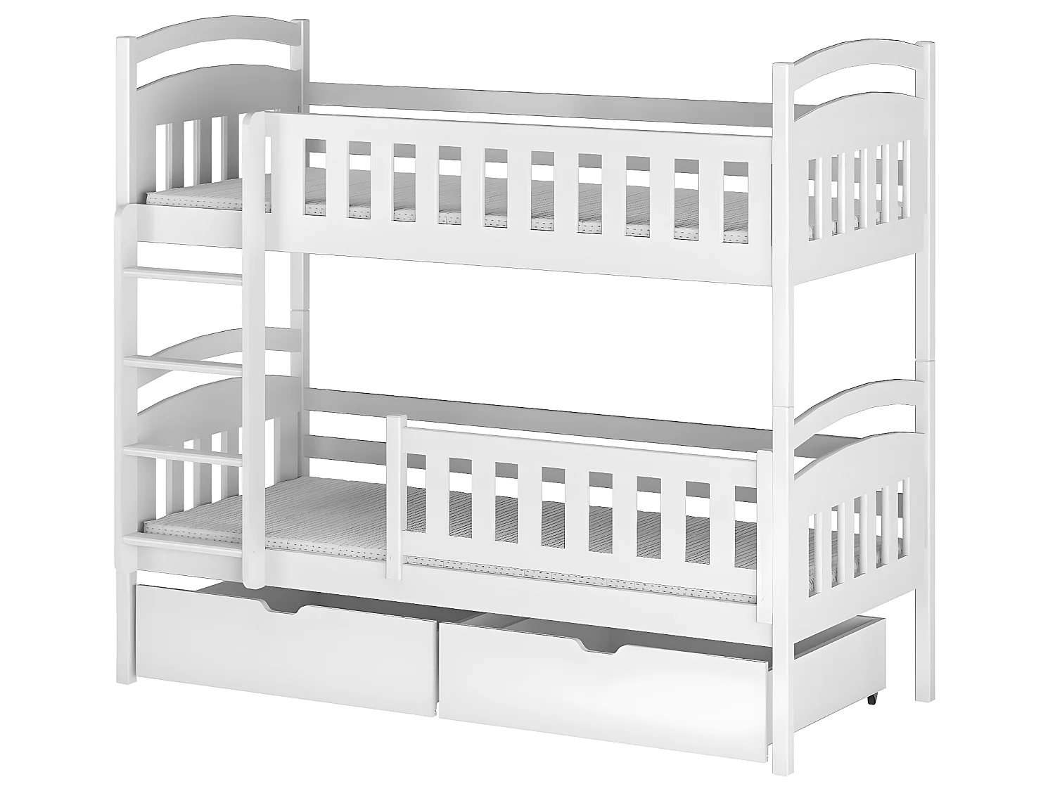 Lit superposé 90x200 sommier et tiroirs inclus Jules Blanc