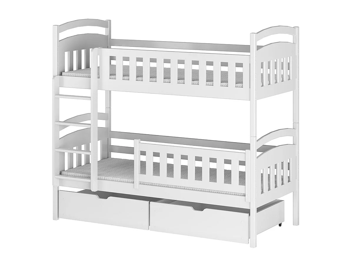 Letto a castello Jules White 90x200, con base e cassettiera