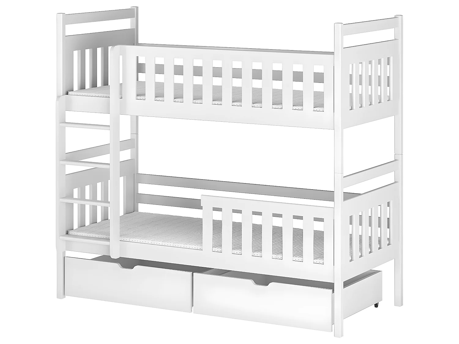 Lit superposé 90x200 sommier et tiroirs inclus Damien Blanc