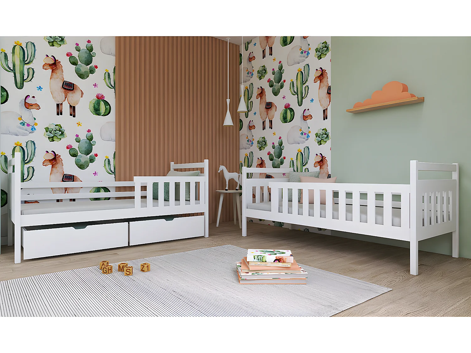 Lit superposé 90x200 sommier et tiroirs inclus Damien Blanc