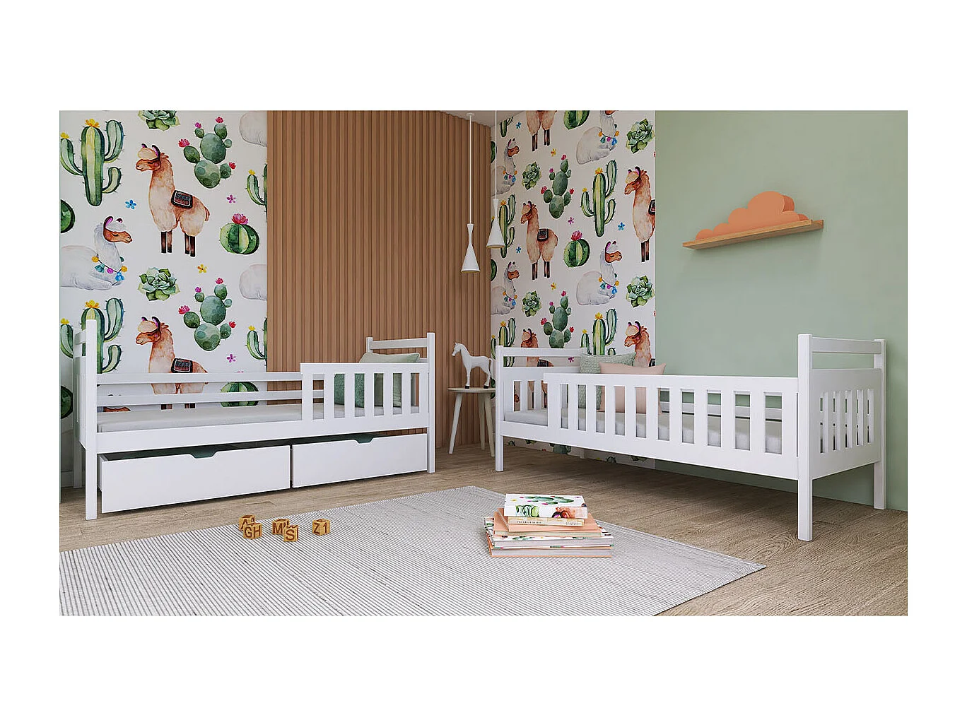 Lit superposé 90x200 sommier et tiroirs inclus Damien Blanc