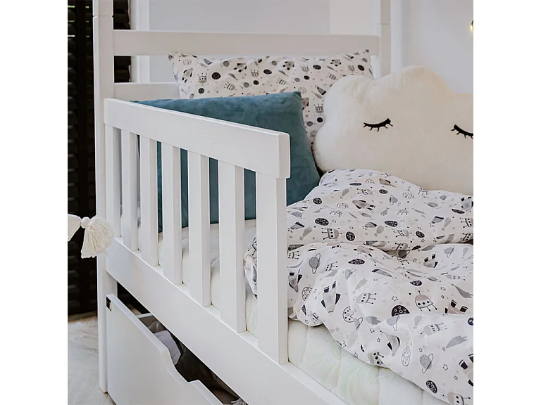 Lit superposé 90x200 sommier et tiroirs inclus Damien Blanc