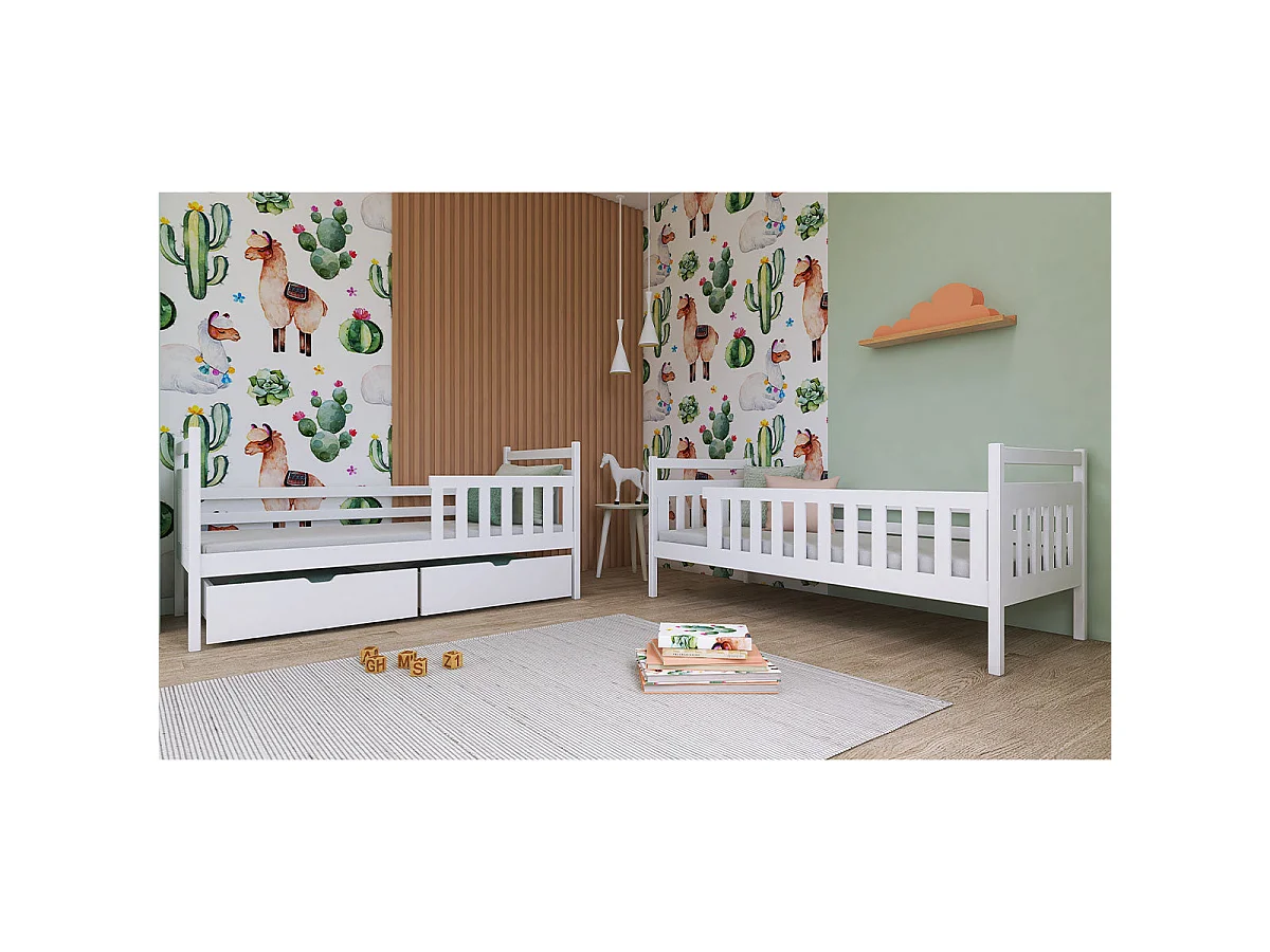 Letto a castello Damien White 90x200 con base e cassettiera inclusi