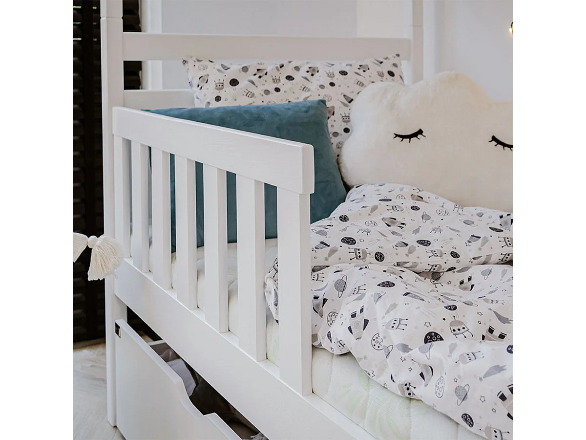 Letto a castello Damien White 90x200 con base e cassettiera inclusi